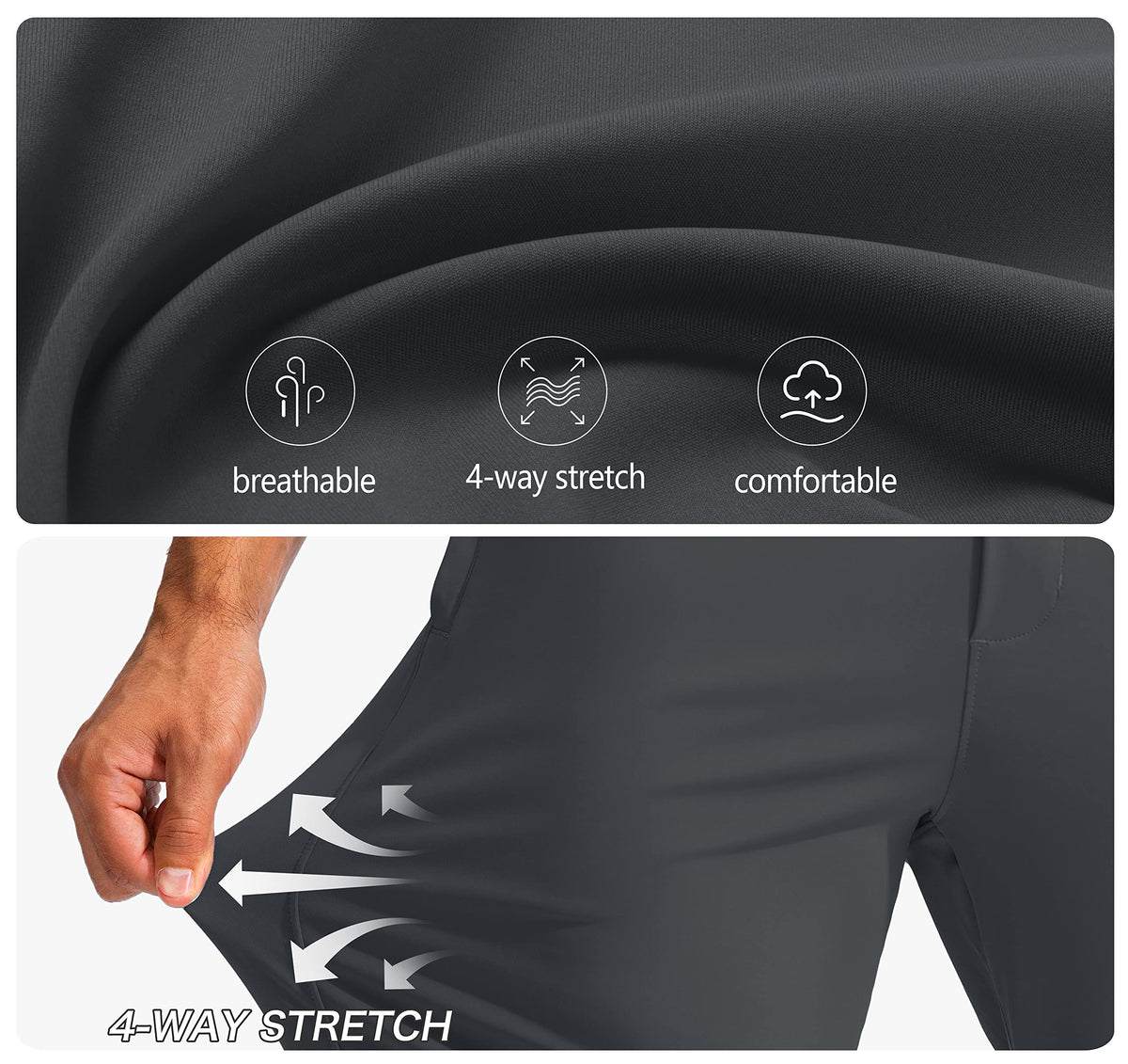 Dark grey Pudolla pants ideal for golf, work, and casual use.
