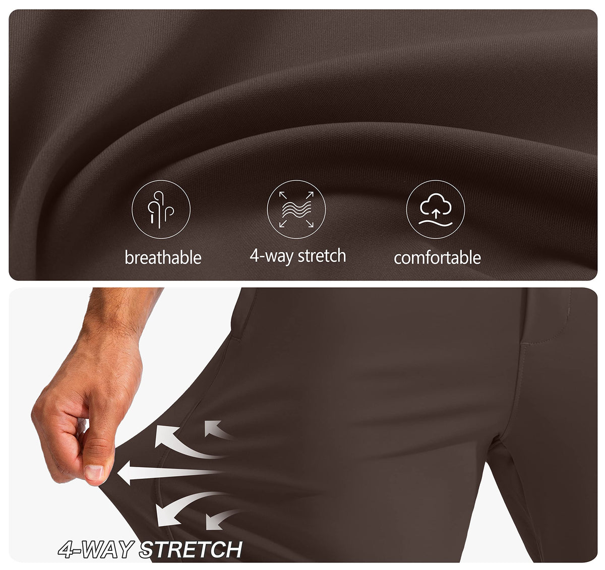 Pudolla brown colorway golf pants, versatile for casual and on-course outfits.