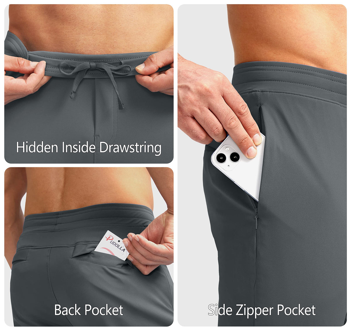 Pudolla drawstring waistband lets you adjust comfort.