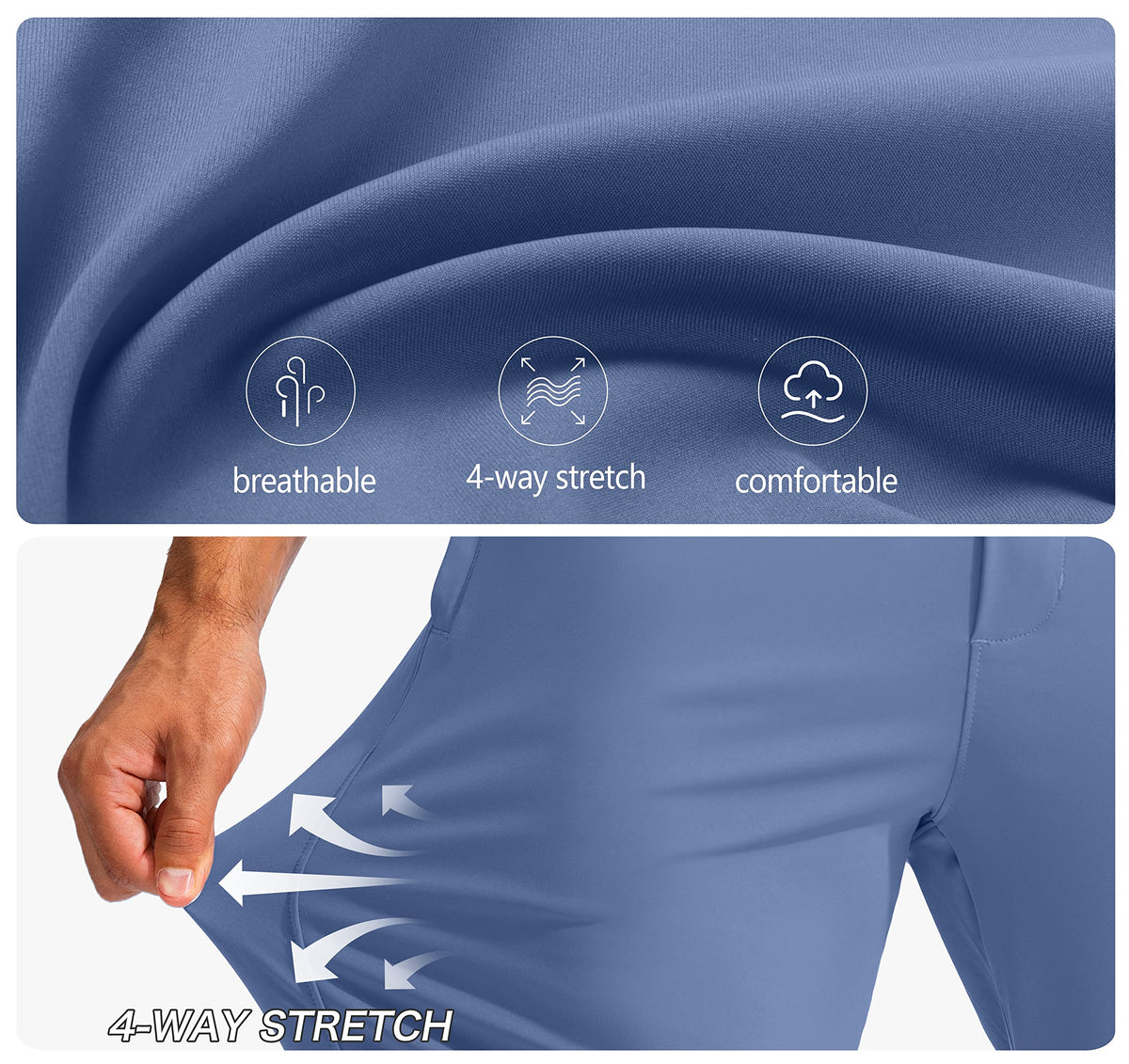 Pudolla men's golf pants slate blue color for versatile everyday wear.