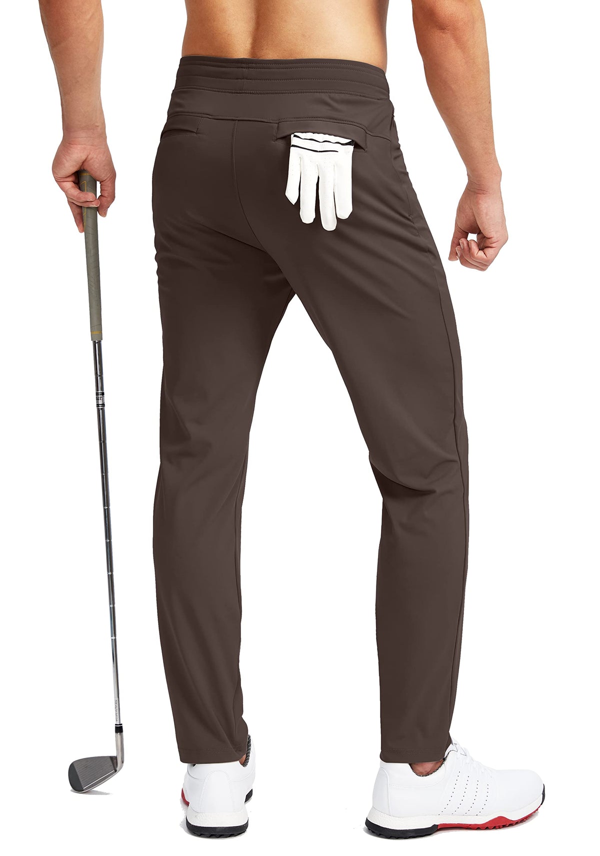 Pudolla men's golf pants stretch back pocket for gloves or golf ball