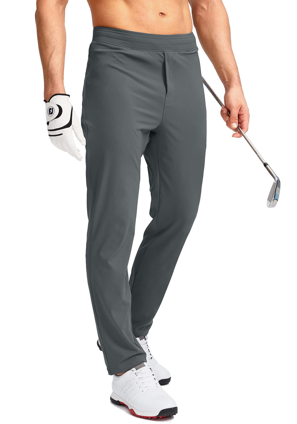 Pudolla men's golf pants stretch fabric for unrestricted movement during play