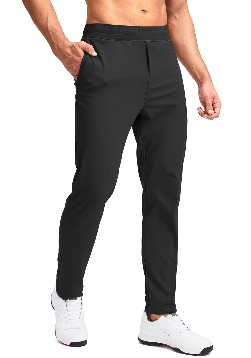 Pudolla men's golf pants with stretch fabric for unrestricted movement on the course.