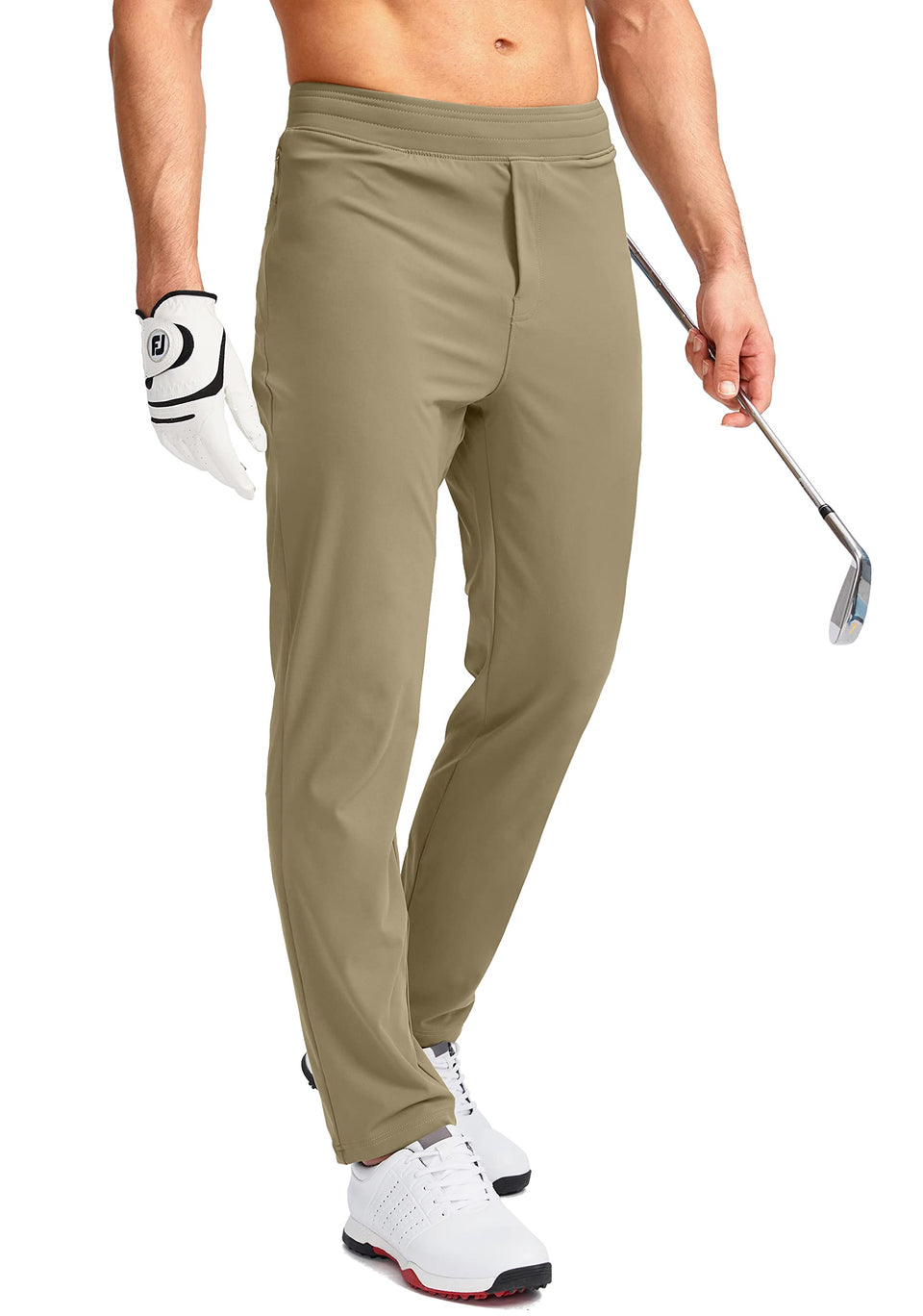Pudolla men's golf pants feature stretch material for unrestricted movement on the course.
