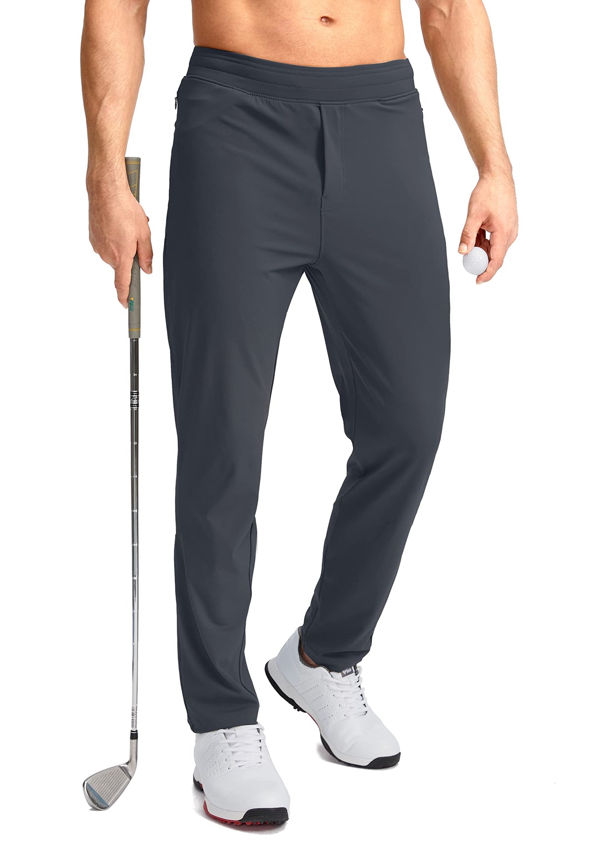 Pudolla men's golf pants showing stretch material for unrestricted movement on the course