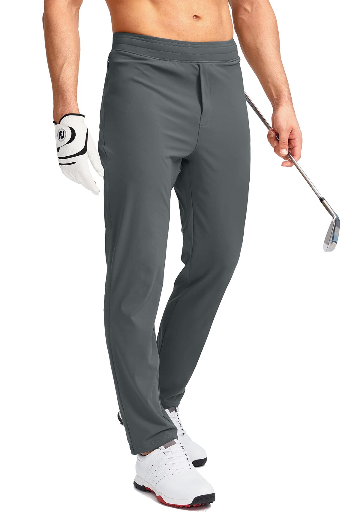 Pudolla men's golf pants stretch fabric for unrestricted movement on the course