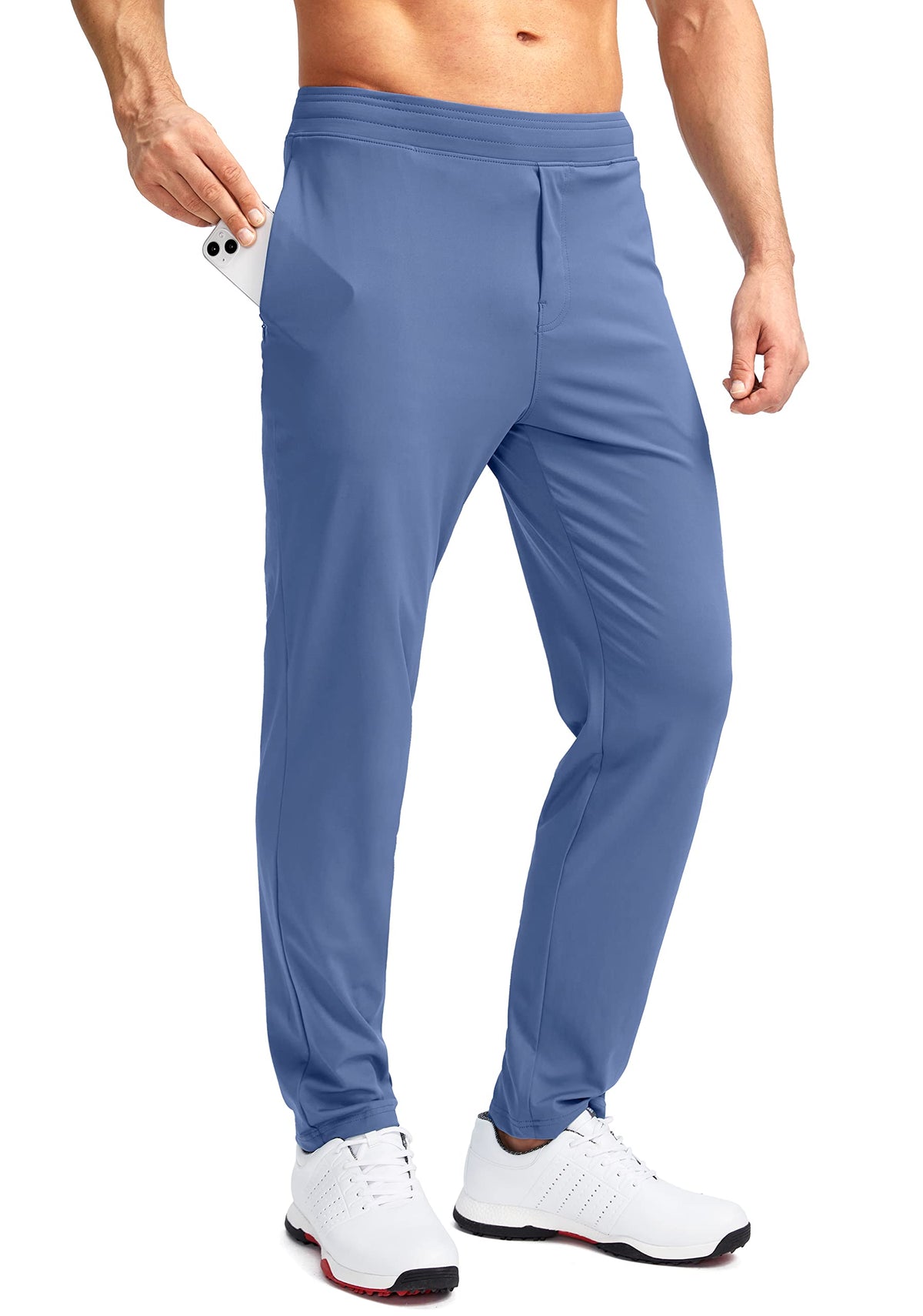 Pudolla men's golf pants stretch fabric enabling full range of motion on the course