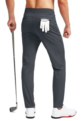 Pudolla men's golf pants with zip pockets highlighting secure storage for essentials