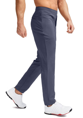 Pudolla golf pants showcase zipper pockets for secure storage.