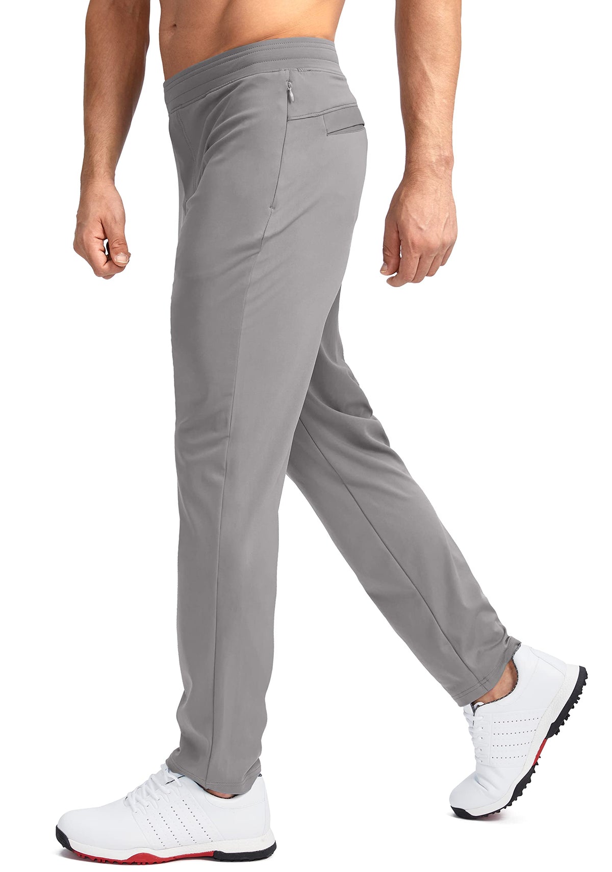 Pudolla men's golf pants zipper pockets — secure essentials during rounds.