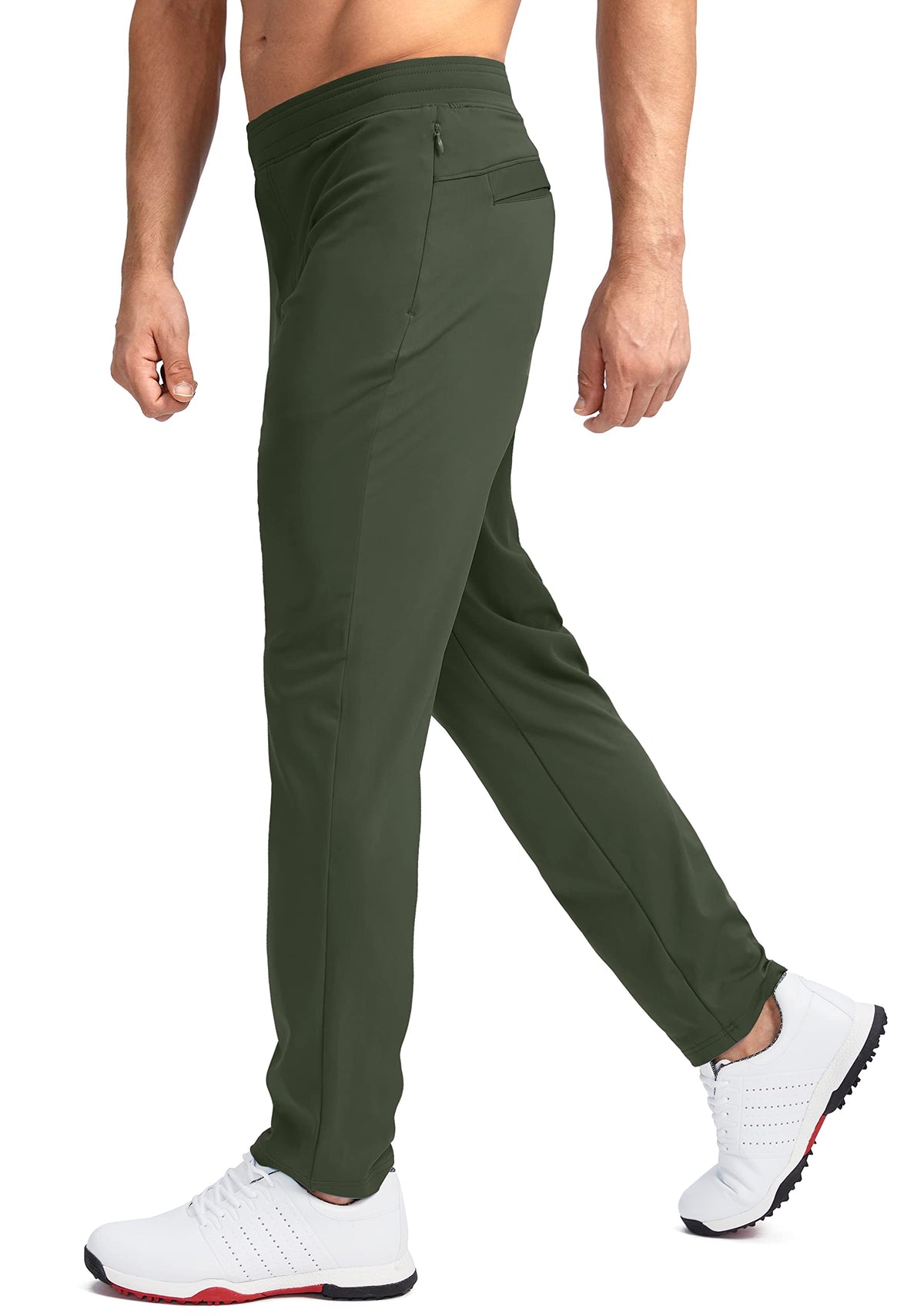 Pudolla pants with side zipper pockets for secure storage.