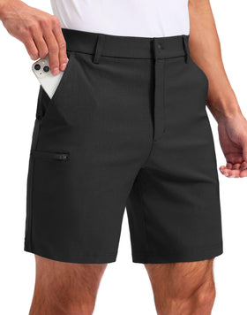 Pudolla men's shorts stretch fabric close-up showing comfortable mobility for daily wear.