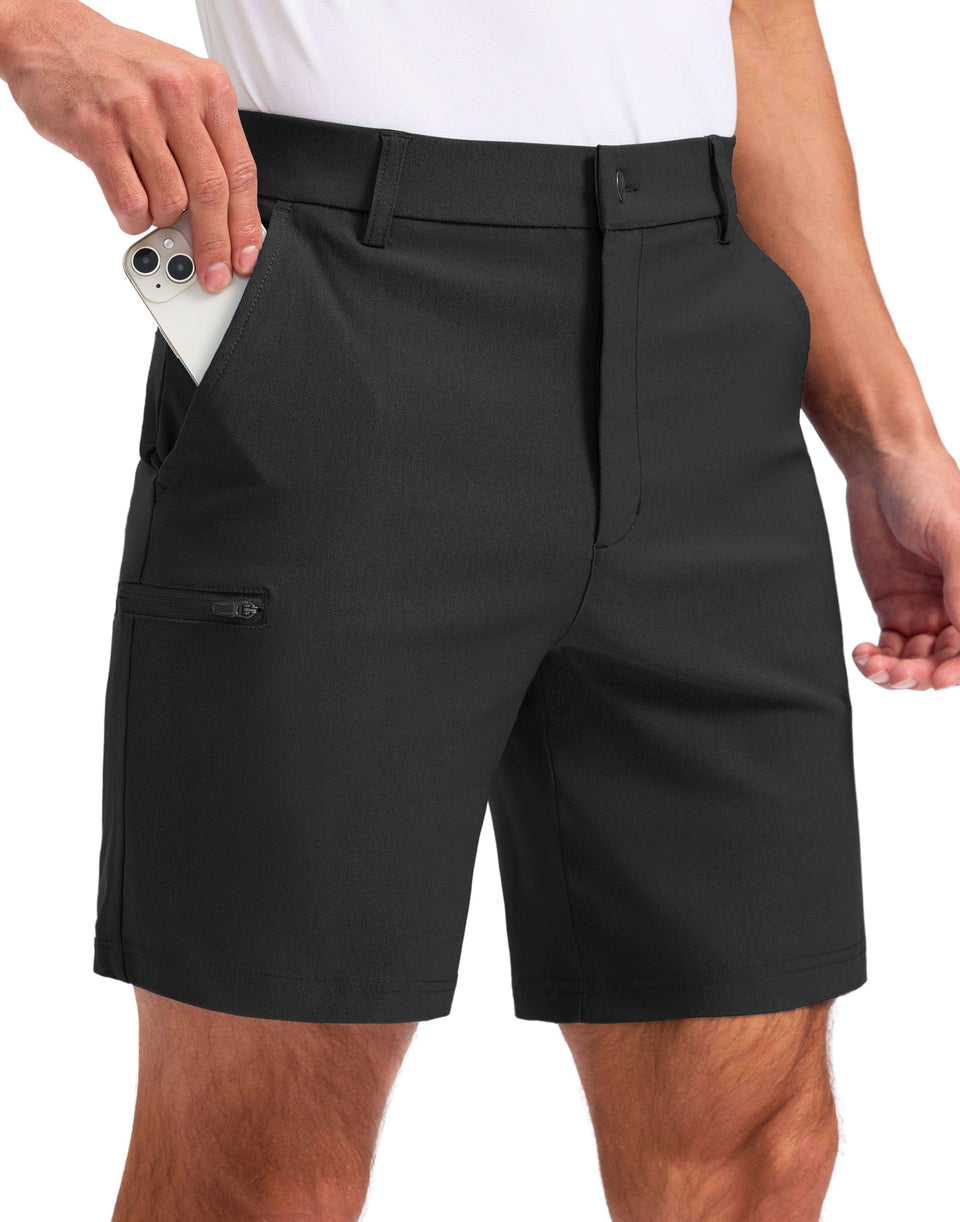 Pudolla men's shorts stretch fabric close-up showing comfortable mobility for daily wear.