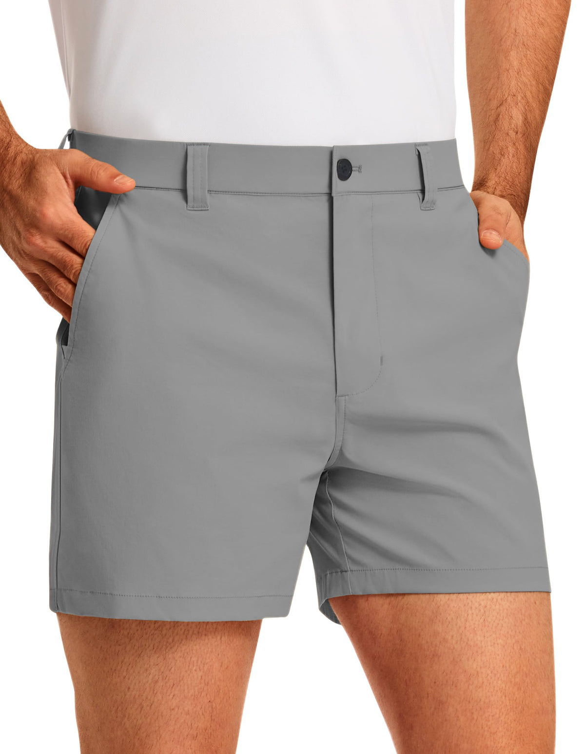 PULI 5-inch inseam golf shorts front view highlighting breathable fabric for active days
