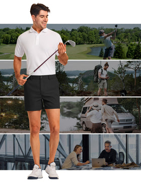PULI golf shorts, back view, secure pockets for essentials.