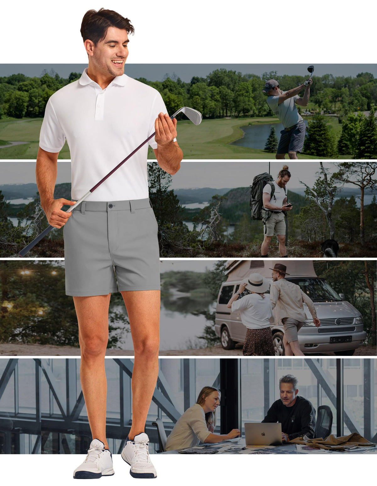 PULI 5-inch inseam golf shorts side pocket demonstrating secure storage for essentials