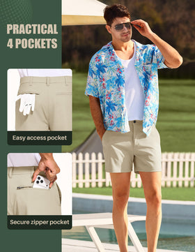 PULI Casual Shorts pocket area with zipper for outdoor security.