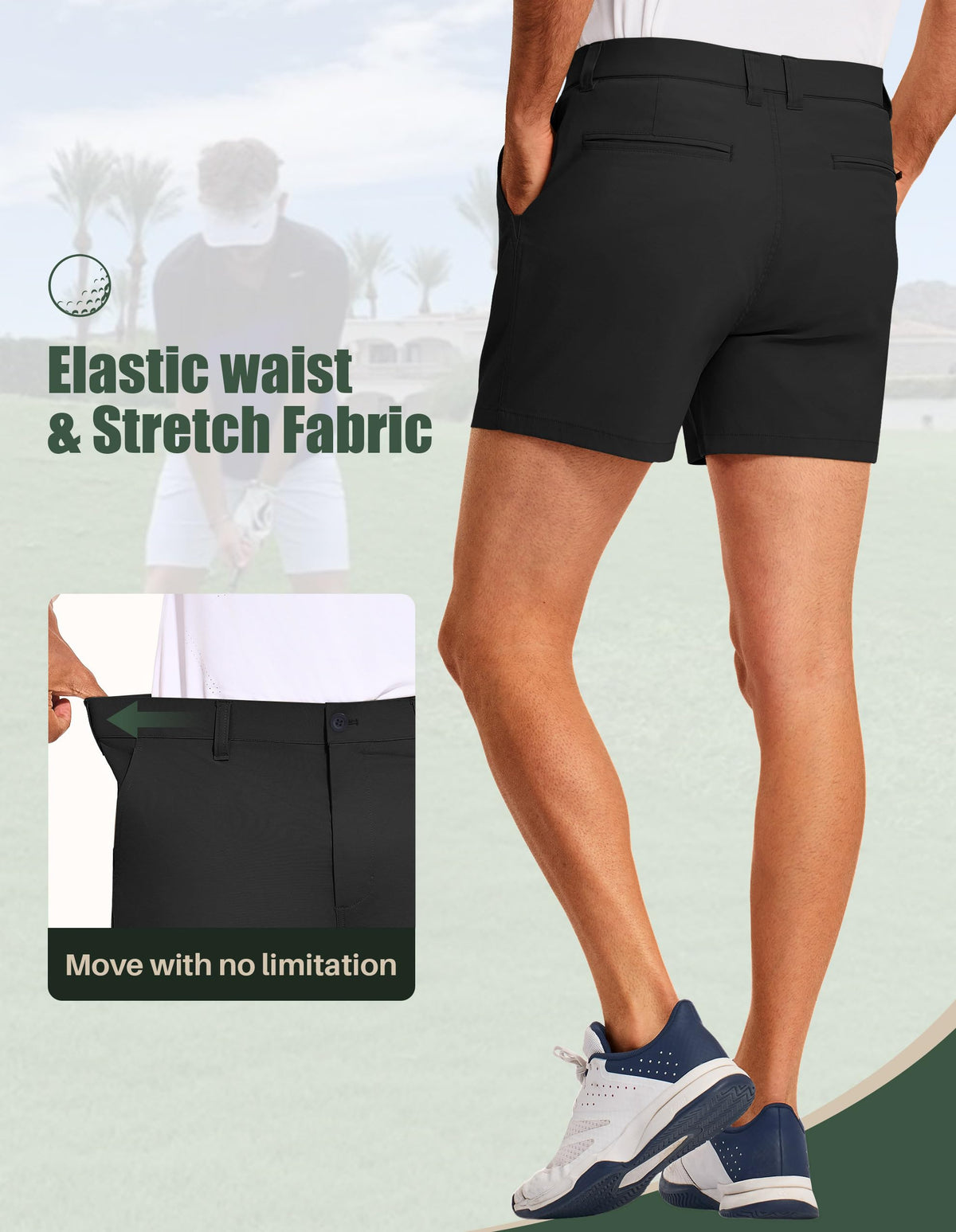 PULI easy-care shorts; machine wash under 30°C.