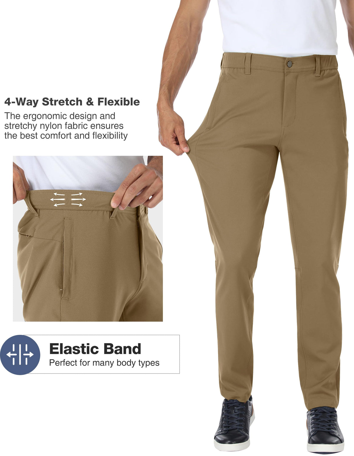PULI Golf Pants Men waterproof-wrinkle-free fabric for easy maintenance.