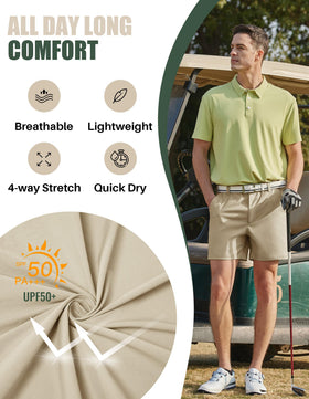 PULI golf shorts showing elastic waistband and athletic fit for comfort.