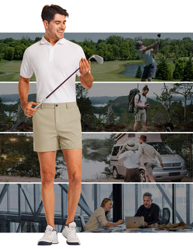 PULI golf shorts fabric texture close-up highlights stretch and quick-dry feel.