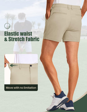 PULI golf shorts on green action shot demonstrates ease of movement.