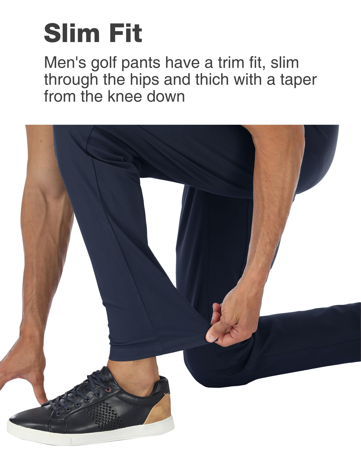 PULI men's slim-fit stretch golf pants navy lightweight nylon for easy layering