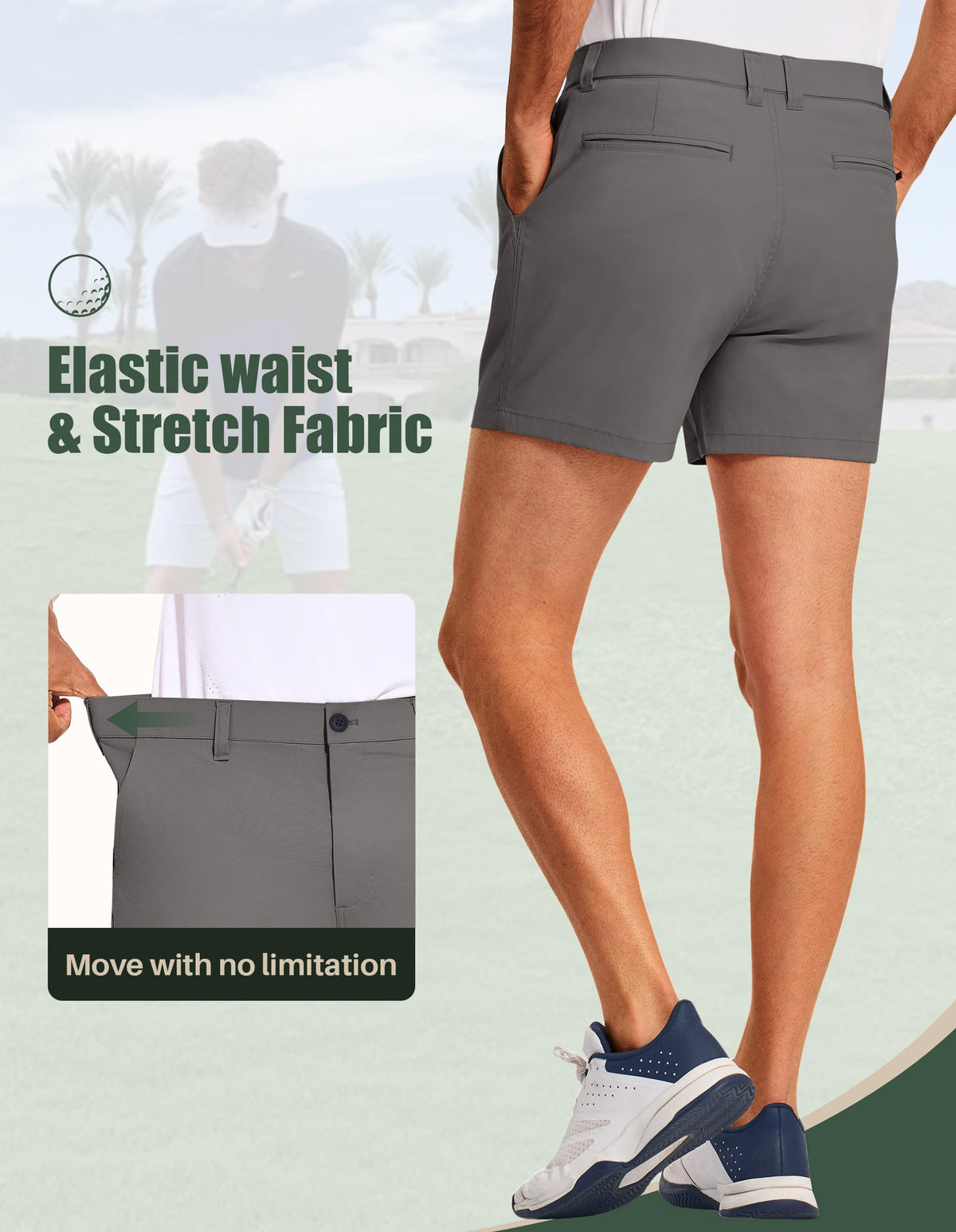 PULI shorts on the golf course for versatile daily wear.