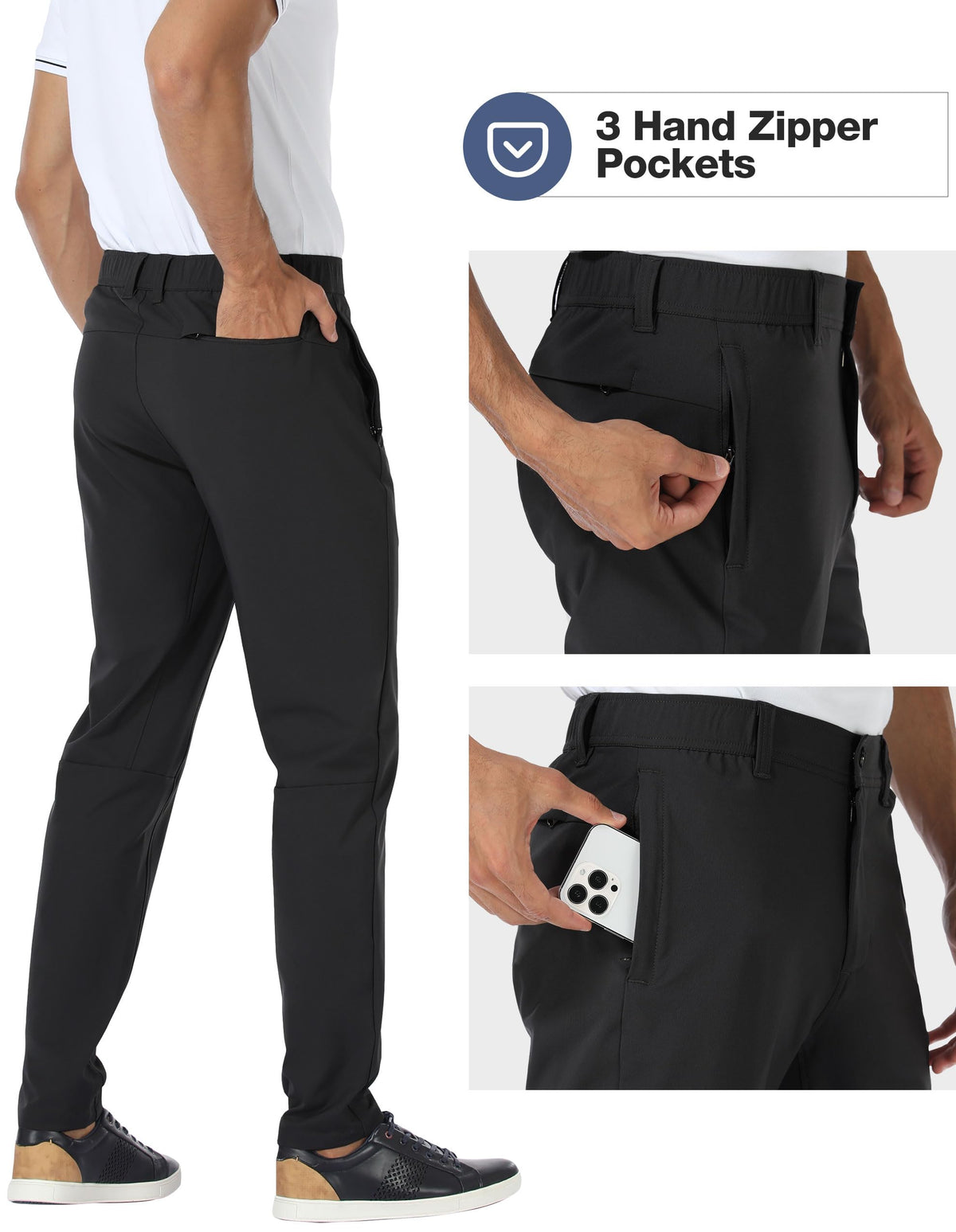 PULI pants pocket-zipper detail showing secure storage.