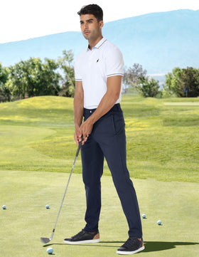 PULI navy pants belt loops emphasize professional, durable detail.
