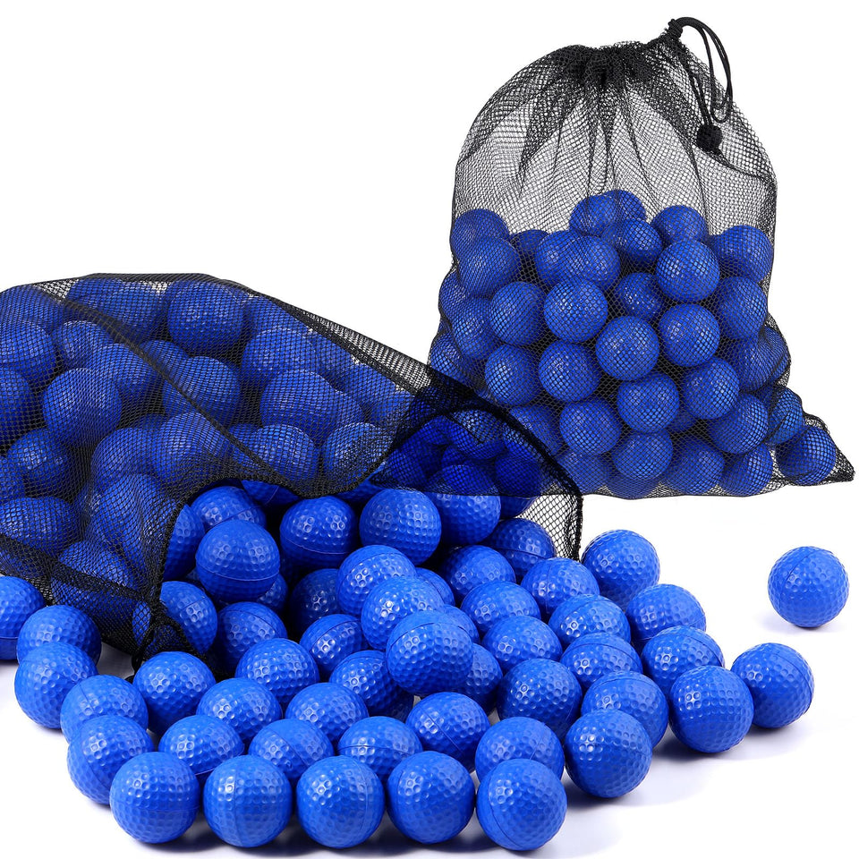 PullCrease blue 200pcs foam golf balls for easy indoor practice.
