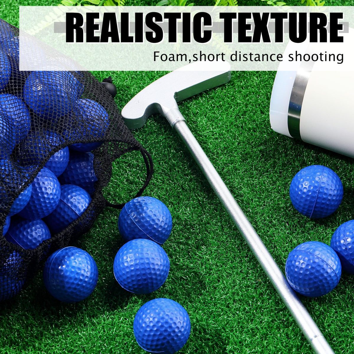 PullCrease dent-resistant soft foam golf balls for backyard training.