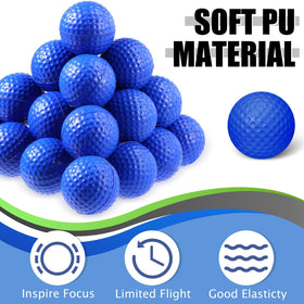 PullCrease blue foam golf balls safe for use near furniture and windows.