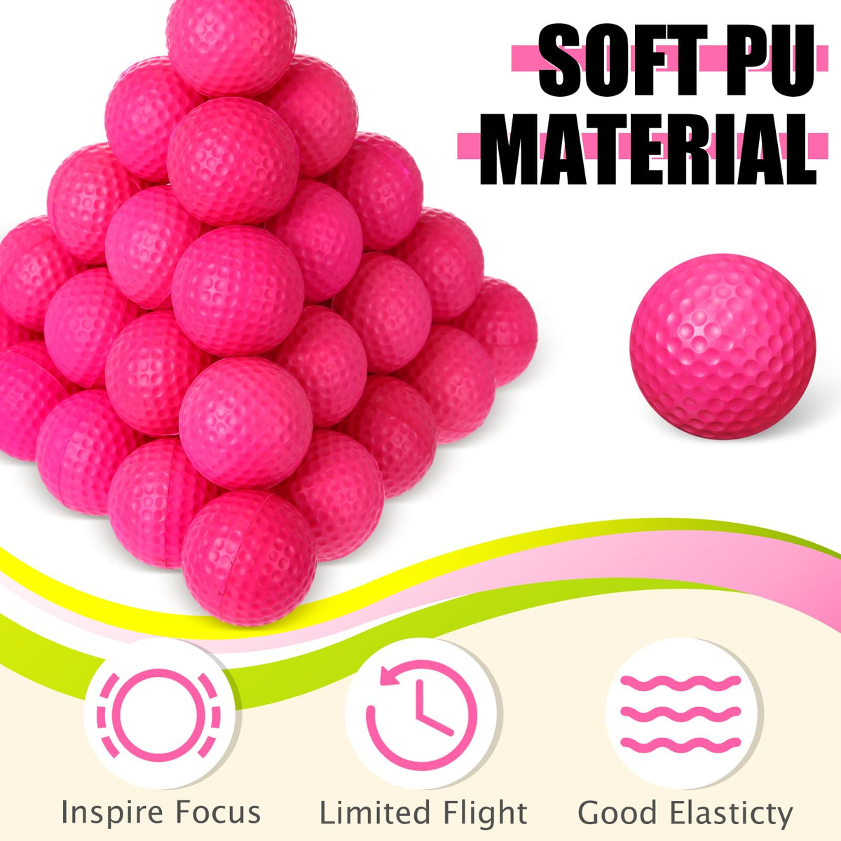 PullCrease rose red foam golf balls close-up showing soft texture.