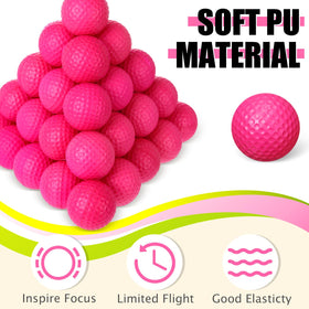 PullCrease rose red foam golf balls close-up showing soft texture.