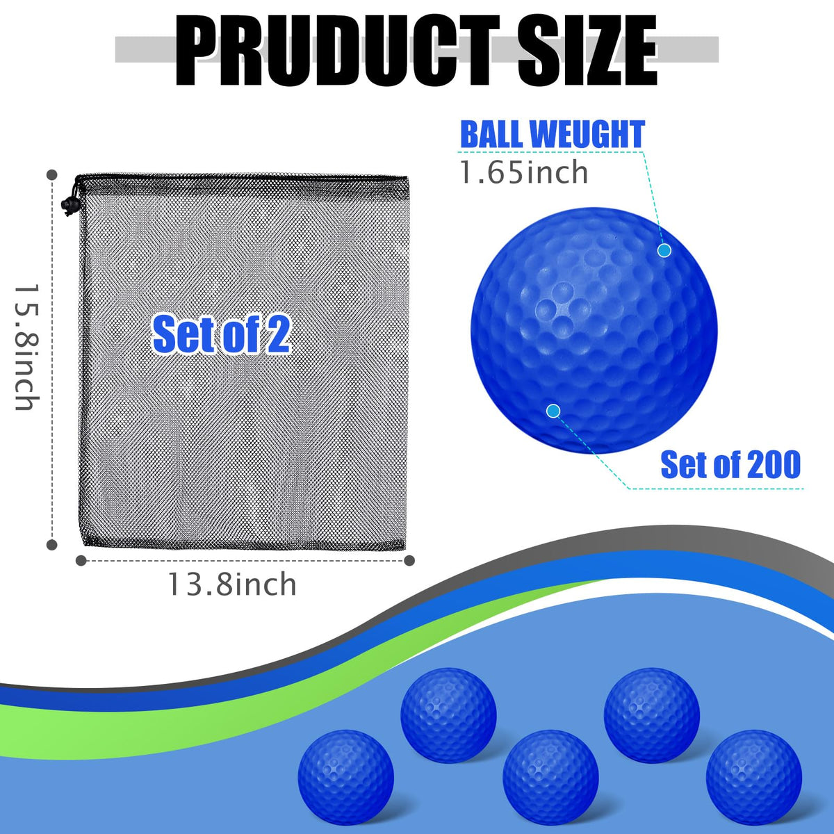 PullCrease bright blue balls provide high visibility on turf.