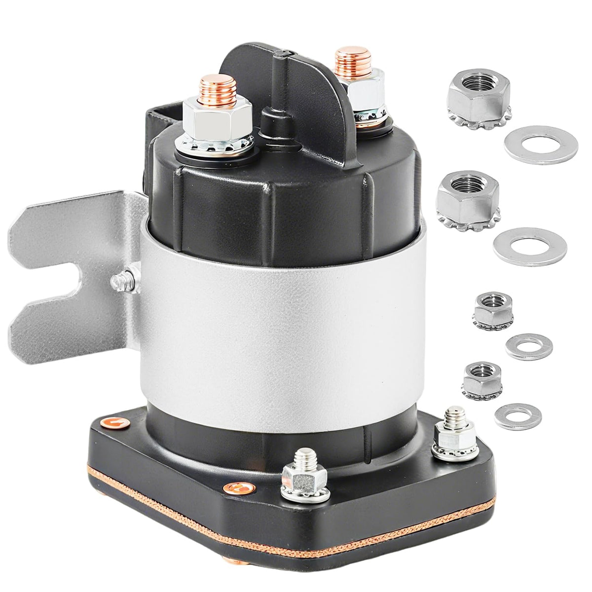 PulPalet 24V continuous-duty solenoid relay front view showing rugged construction