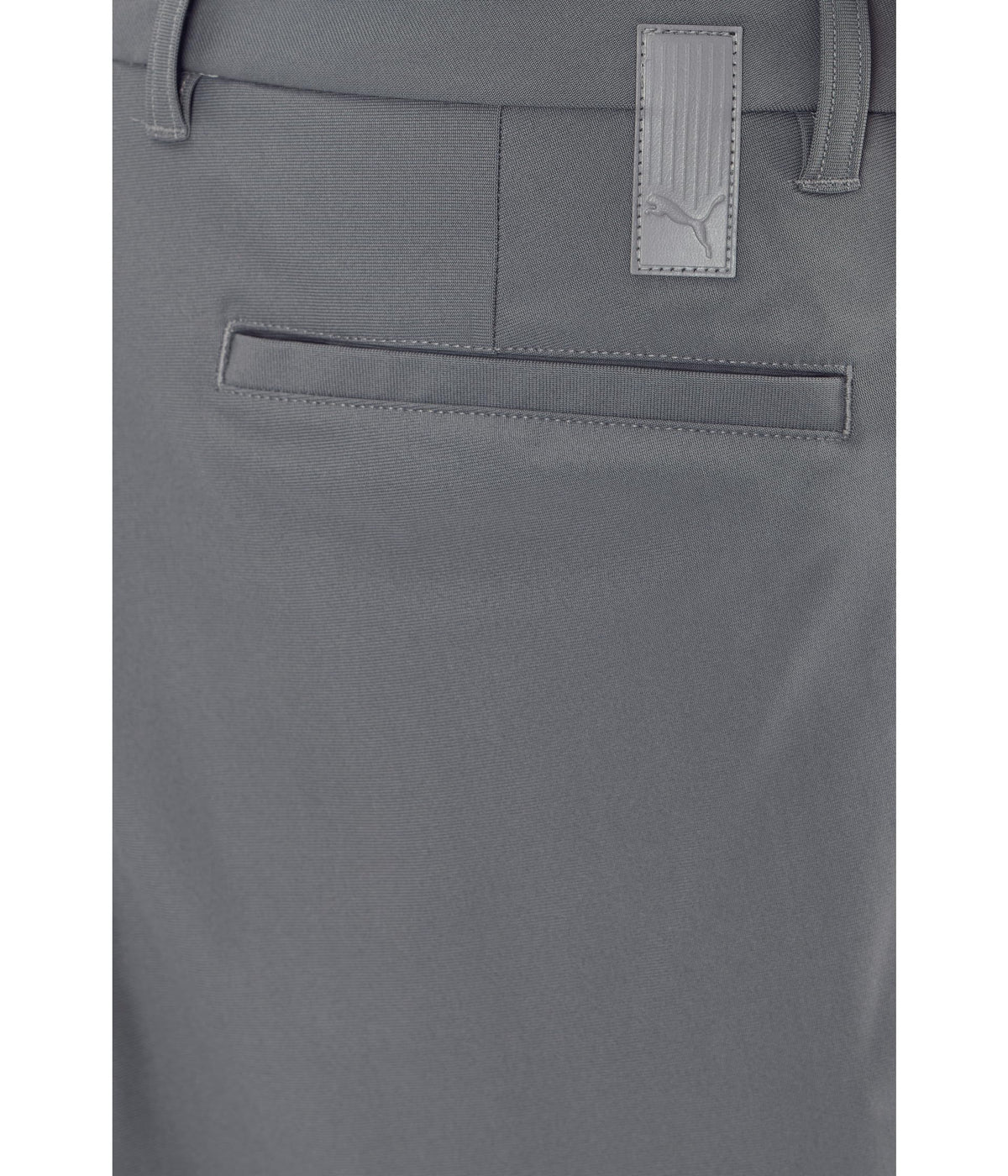 PUMA 101 Premier Pants Shady Gray belt fly detail.