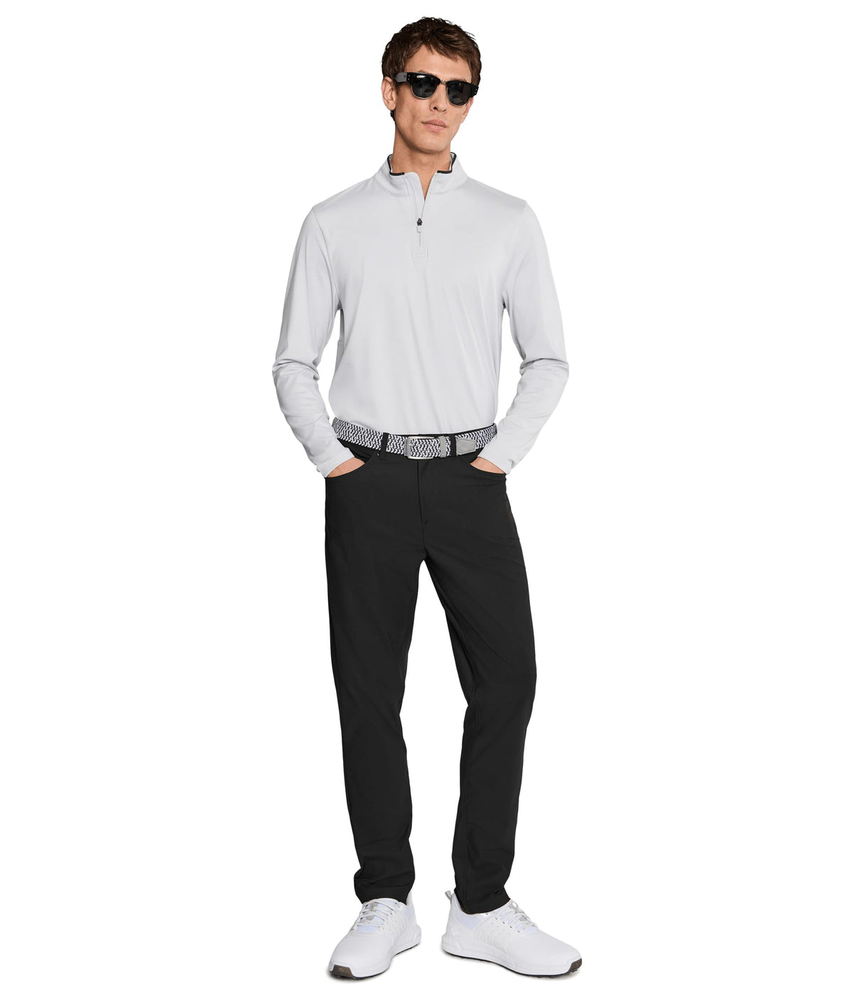 Side seam of PUMA 101 Premier pants highlighting the sleek five-pocket design for daily use.