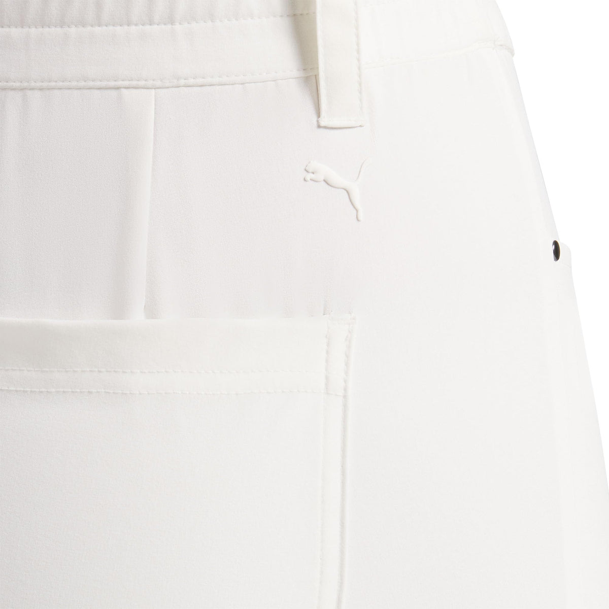 PUMA Avant Slim Golf Pant side view showing mid-rise tailored silhouette.