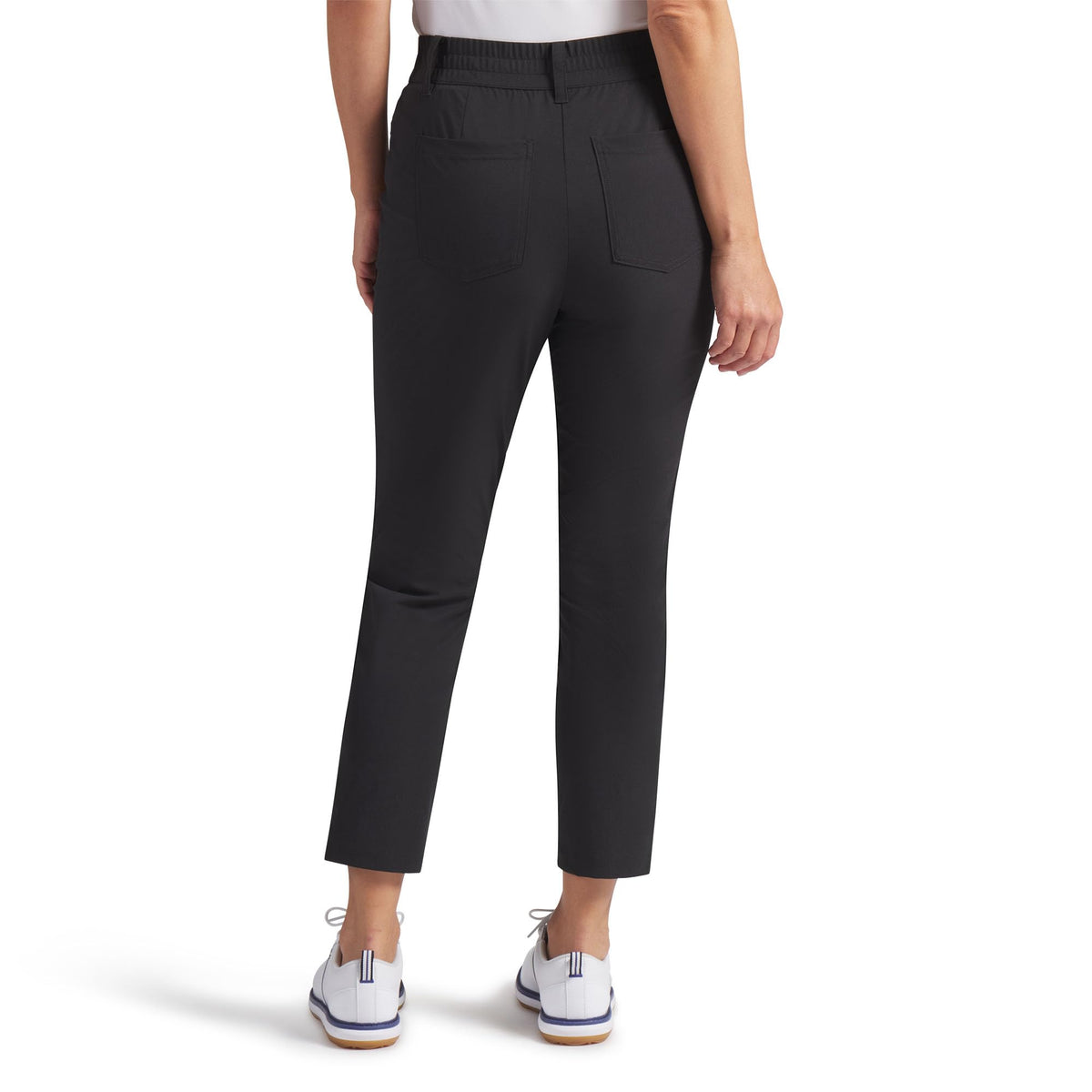 PUMA Avant Slim golf pants in black, back view with tailored silhouette.