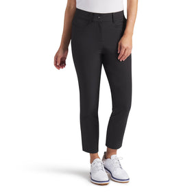PUMA Avant Slim golf pants in black, front view, moisture-wicking comfort.