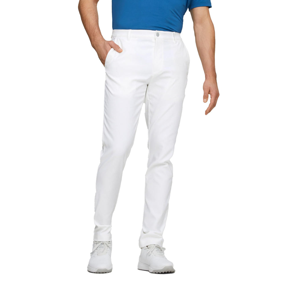 PUMA Dealer Tailored Pants White Glow front view, versatile for golf and business casual