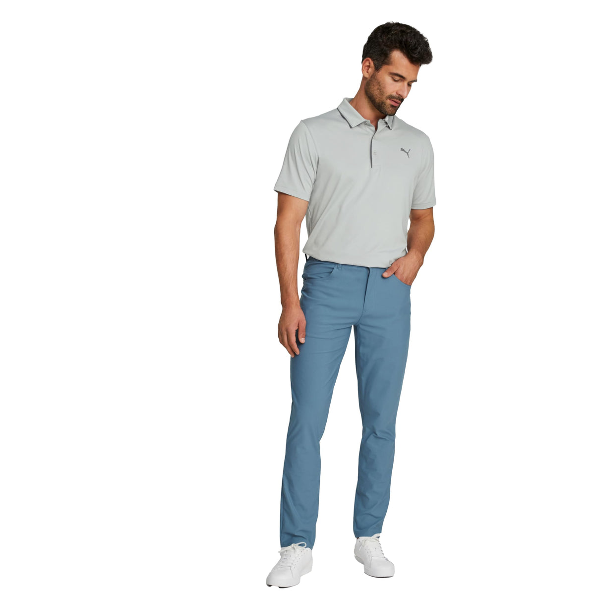 PUMA Golf 101 Pant back view highlights clean fit and UPF 50+ protection.