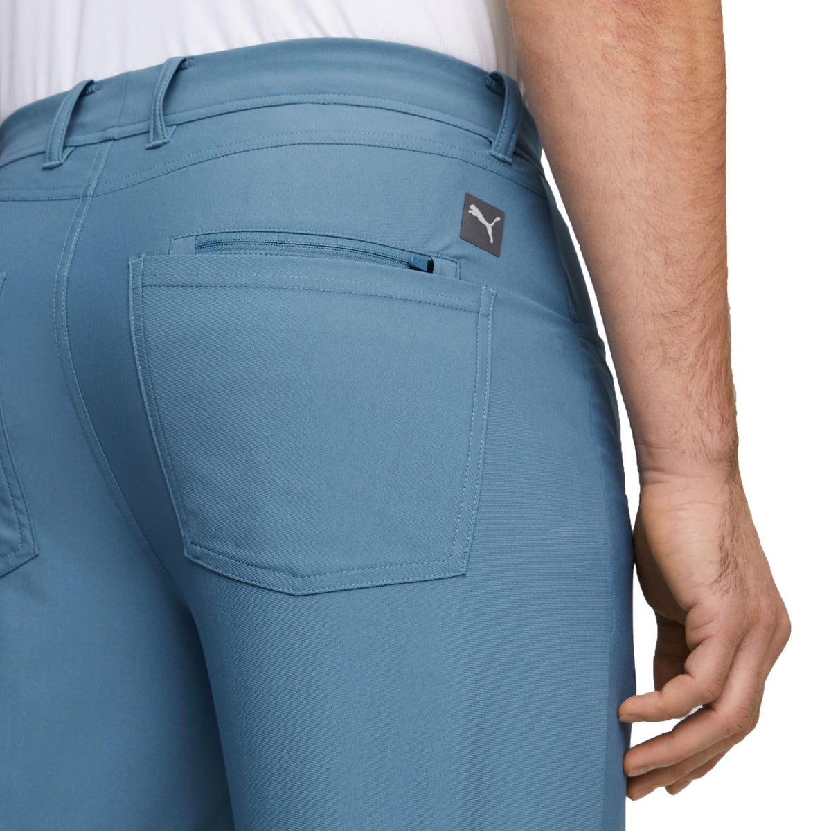 PUMA Golf 101 Pant waistband close-up emphasizing comfort stretch.