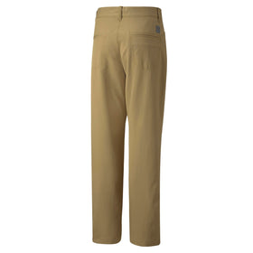 PUMA Golf boys 5-pocket pants back view showing tailored fit and stretch for movement.