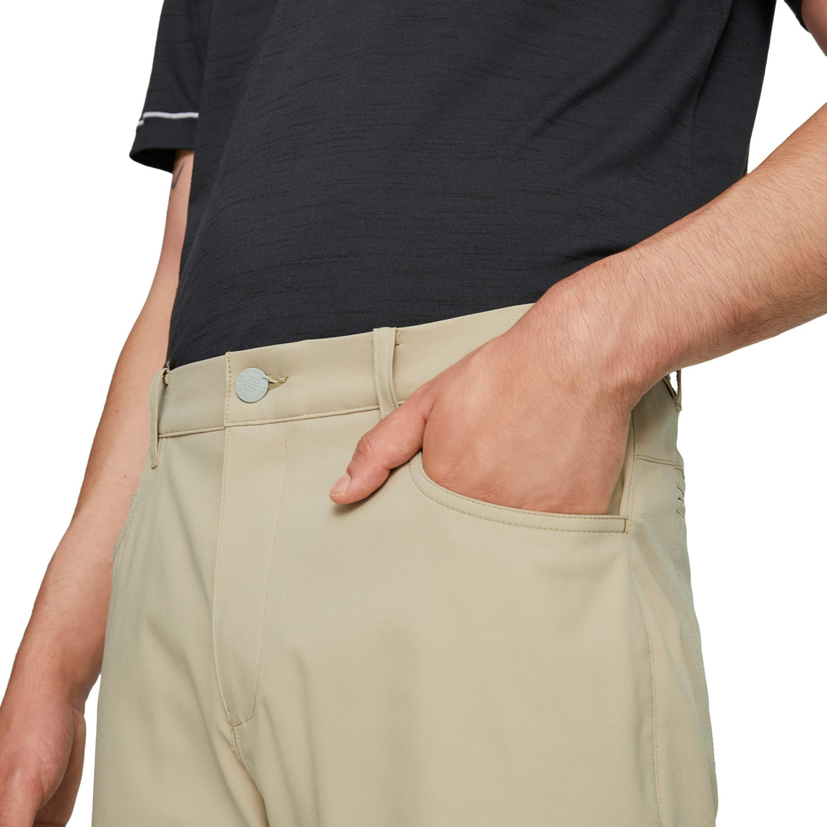 PUMA Golf Dealer 5 Pocket Pant alabaster stretch waistband for secure fit.