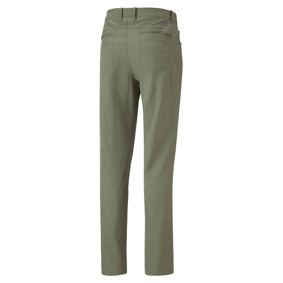 PUMA Golf Dealer 5 Pocket Pant in Dark Sage, folded for travel and packing.