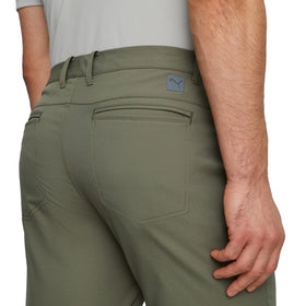 PUMA GOLF Dealer 5 Pocket Pants Dark Sage back view with tailored fit and durability.