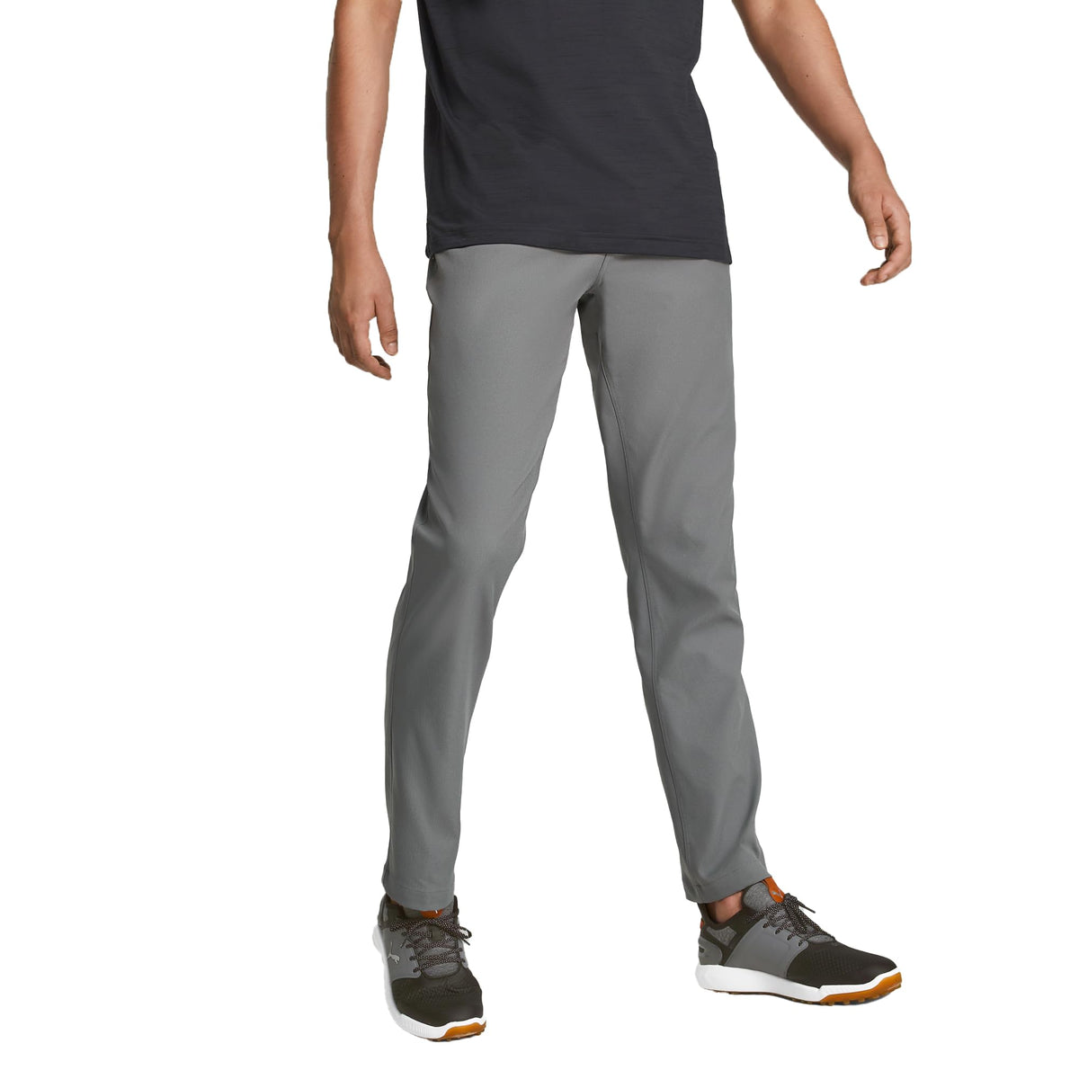 PUMA GOLF Dealer 5 Pocket Pants Slate Sky front view, moisture-wicking performance on the course